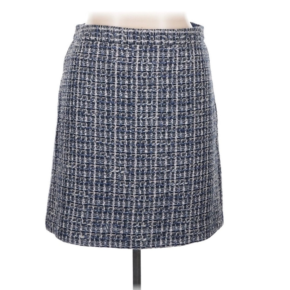 Ann Taylor Factory Tweed Skirt Womens Size 14 Blue‎ White A-Line Career 22.